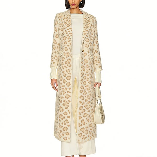 Women's long retro leopard print coat for winter