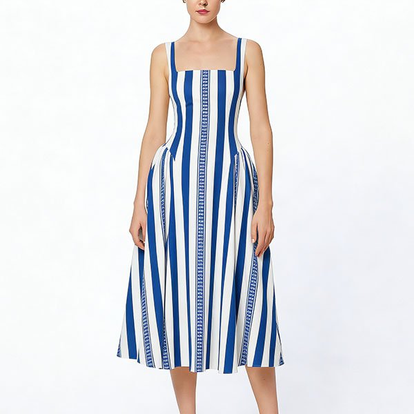 Women's long sleeveless striped dress