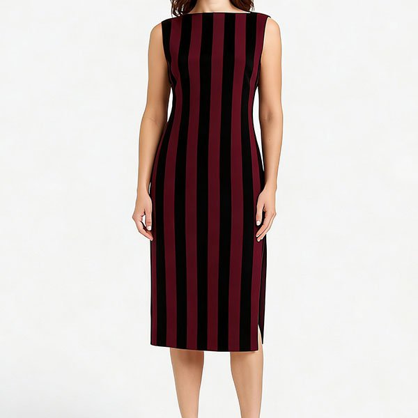 Women's sleeveless retro striped dress