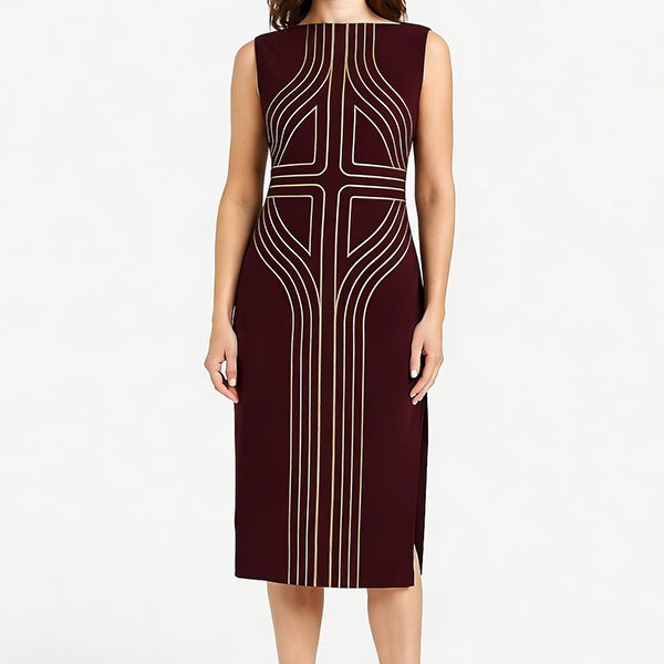 Women's sleeveless retro irregular line dress