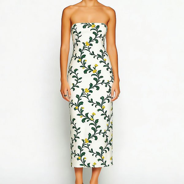 Women's off-shoulder satin floral print dress